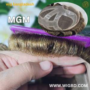 MGM 100% Peluca humana Hombres Tupé derecho Diseño Encaje frontal PU Base Rizado Estilo recto Indio Remy Pu - Product Image 2