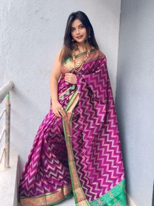 ผ้านุ่มและเรียบเนียนทันสมัยมากผ้าไหมทอส่าหรีสำหรับผู้หญิงส่าหรีแบบไม่มีตะเข็บเสื้อสำหรับงานเลี้ยงคิตตี้พิเศษ - Product Image 3