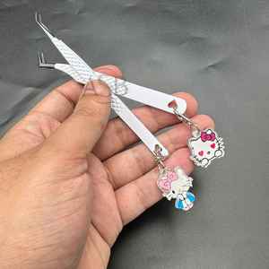 Black & White Diamond Grip Eyelash <b>Tweezers</b> Custom Stainless Steel Volume Tip Heart Engraved Lash <b>Tweezers</b> Curved Straight Type - Product Image 3