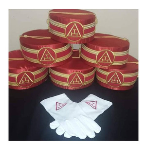 หมวกคลุมผมปักลายหมวกทนทานหมวกทรง Masonic Regalia คุณภาพสูงสีดำล้วนทุกชุด - Product Image 5