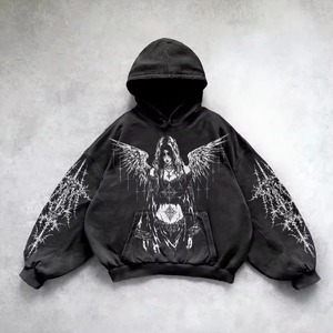 Y2K อเมริกันใหม่เสื้อสวมหัวแบบลำลองทรงหลวมเสื้อมีฮู้ดแนวสตรีทฮิปฮอปขนแกะแบบย้อนยุคเสื้อฮู้ดแบบหนาสำหรับผู้ชายเสื้อกันหนาวแบบคู่รักเทรนด์โจ๊กเกอร์ - Product Image 2