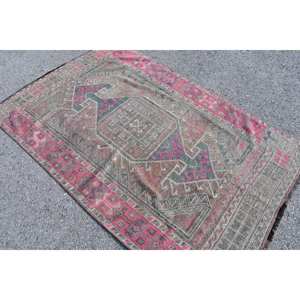 Tapis turc vintage de 39x59 pieds, beige, rose, classique, grande surface, rectangle, motif abstrait, laine, latex, décor de couloir et de chambre - Product Image 4