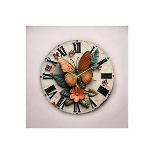 50cm Colorful Butterfly Leaf Pattern Silent Table <b>Wall</b> <b>Clock</b> <b>Unique</b> Number Gift Wooden Design Eye-Catching Table Decoration - Product Image 5