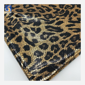 YX787 Venta al por mayor Popular tejido 95% poliéster 5% Spandex cuatro vías estiramiento serpiente leopardo estampado hoja de oro tela de impresión - Product Image 3