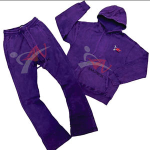 Ensemble survêtement personnalisé 400 Gsm avec jogging baggy délavé à l'acide et sweat à capuche, survêtement évasé pour hommes - Product Image 2