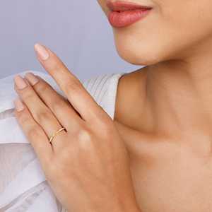 แหวนเพชรแบบเปิดที่สามารถปรับได้สีทองพรีเมี่ยมถูกออกแบบมาให้มีการเคลือบสีโรสโกลด์18K และมีรายละเอียดพลอยชั้นดี - Product Image 4