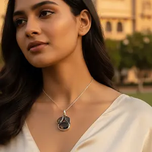 925 Silver Smoky <b>Quartz</b> Pendant for Women Handmade Religious Gemstone <b>Jewelry</b> with <b>Rose</b> Gold Rhodium Plating Amethyst Charm - Product Image 2