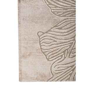 Tapis Aibz-1045 Azalea Ivoire en Soie de Bambou Noué à la Main avec Zari, Motif Floral Abstrait, Viscose 10mm pour la Maison, le Couloir, pour les Adolescents - Product Image 4