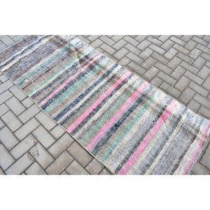 Alfombra Vintage de 2.9x6.8 pies, Alfombra Turca con Puntos Azules - Product Image 4