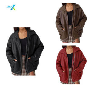 Chaqueta Oversize de Cuero Sintético para Mujer, Estilo Motociclista, Abrigo Formal de Otoño con Cierre de Cremallera y Ajuste Relajado, Ecológica y Gruesa - Product Image 1