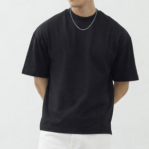 <b>Black</b> t Shirt High Quality Oversized Crop Fashion Short Sleeve T-shirt <b>Plain</b> <b>Tshirts</b> for Printing Unisex Wholesale - Product Image 1