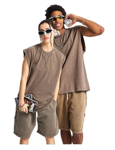 Débardeurs en coton pour hommes personnalisés coupe ample délavage à l'acide sans manches t-shirts musculaires entraînement de gymnastique et course à pied t-shirts streetwear OEM ODM - Product Image 3