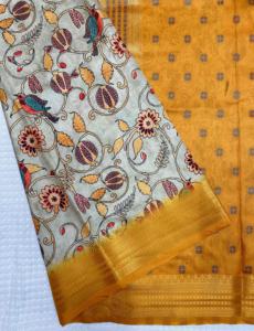Dernier concepteur Tussar Silk Saree Nouvelle arrivée Style moderne pur doux Kalamkari imprime pour les femmes mode fabriqué pour les adultes - Product Image 2