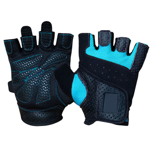 Guantes de fitness unisex de medio dedo con logotipo personalizado, envoltura de muñeca de entrenamiento de gimnasio de cuero de palma completa para entrenamiento de levantamiento de pesas al aire libre - Product Image 1