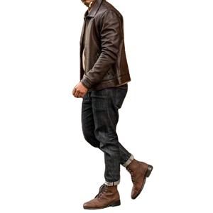 เสื้อแจ็คเก็ตหนังแท้สำหรับผู้ชาย สไตล์วินเทจคลาสสิก ทรงเข้ารูป สวมใส่สบาย พร้อมซิปด้านหน้าและปกเสื้อเชิ้ต เหมาะสำหรับสไตล์ลำลองในชีวิตประจำวัน - Product Image 3