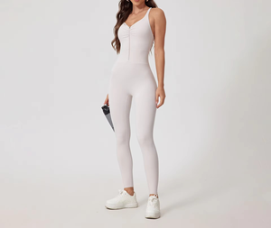 Body de yoga pour femmes facile à porter avec combishorts de contrôle du ventre Gym Fitness Half Zip Onesie Athletic Combinaison à manches longues - Product Image 5