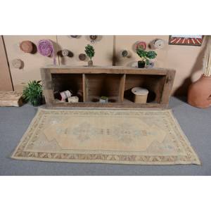 พรมตุรกีโบราณสีเบจแบบดั้งเดิมผ้าวูลขนาด3.3x6.4ฟุตผ้าวิสคอสสำหรับวัยรุ่นข้างเตียงโถงทางเดิน4เมตรสี่เหลี่ยมผืนผ้า - Product Image 1