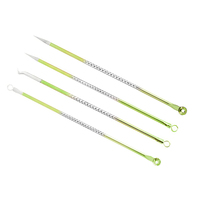 Kit d'outils de dissolvant de points noirs professionnel 4 pièces en acier inoxydable acné bouton Popper extracteur de comédon pour les soins de la peau du visage