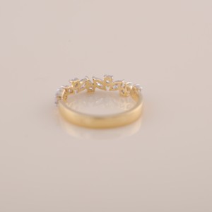 IGI Certified Marquise & Round Diamond Half Eternity <b>Ring</b> in 14K Rose / Yellow & White Gold - Product Image 2