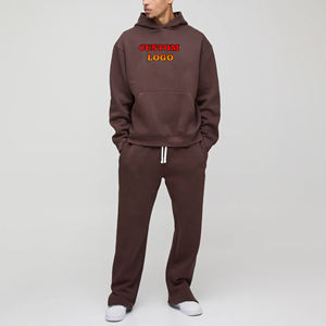 Poids lourd 100% coton de haute qualité pull hommes survêtement logo brodé personnalisé coupe ample hip hop streatwear hommes survêtement - Product Image 1