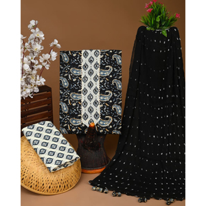 Traje de algodón puro con elegante bordado de gasa Dupatta Zari Gotapatti para temporada de fiesta-verano o invierno - Product Image 1