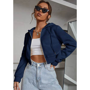 Sweat à capuche zippé en molleton de coton pour femme, de haute qualité, OEM, veste à capuche d'hiver avec logo sur le devant - Product Image 1