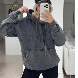 Soleil mode automne polaire pleine fermeture éclair à manches longues veste pulls décontractés Streetwear à capuche goutte épaule coton 600 GSM à capuche - Product Image 3