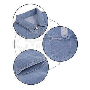 Veste en jean vintage pour homme sur mesure, décontractée, 280g, col montant, logo frontal, qualité supérieure, 100% coton, coupe-vent, respirante - Product Image 5