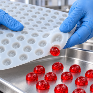 Pruebas de Recetas de Gomitas: Molde de Silicona Hemisférico Vectorial para Muestras de Caramelos de Gelatina, Revisión de Formas y Investigación de Productos Artesanales - Product Image 1