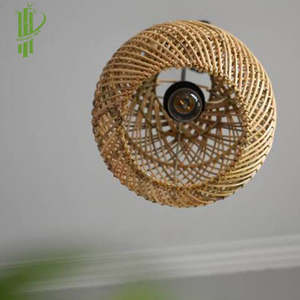 Abat-jour en bambou naturel ovale noir chic, artisanat, tricot, motif de décoration, style classique de luxe, VGREENART, objet de collection d'art - Product Image 4