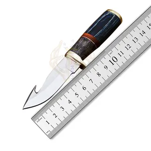 高品质大马士革钢固定刀片鲍伊刀手工户外生存猎刀带护套
