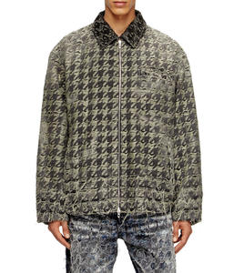 เสื้อแจ็คเก็ตยีนส์วินเทจแบบกลับด้านได้สำหรับผู้ชาย ดีไซน์เองได้ ทรงโอเวอร์ไซส์ กระดุมเดี่ยว คอตั้ง พร้อมโลโก้ด้านหน้า บริการ OEM - Product Image 1