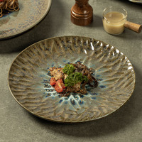Assiette à soupe ronde en céramique noire et bleue de style japonais vintage, fabriquée par Yayu Chaozhou, pour les restaurants, ensembles d'assiettes, vaisselle
