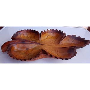 Assiette et plateau à dessert en bois en forme de feuille Vaisselle de couleur marron faite à la main Assiette à dessert au chocolat - Product Image 3