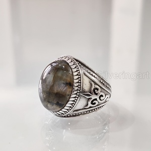 Anillo mayorista para hombre, piedra preciosa de labradorita de Fuego Azul Natural, anillo de piedra natal, joyería de Navidad otomana, anillo de Plata de Ley 925 - Product Image 3