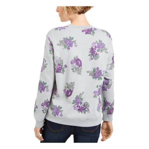 Felpa da Donna Karen Scott Grigia con Stampa Floreale, Taglia XS, in Tessuto di Seta Traspirante, Stile Hip Hop con Logo Ricamato - Product Image 2