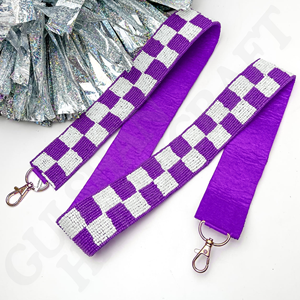 Bolso ajustable de cuentas de semillas de algodón, correa hecha a mano, bolso a cuadros rojo y negro para el día del juego, puertas traseras, estadio, eventos, uso diario - Product Image 4