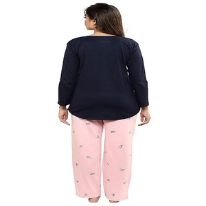 T-shirt 2 pièces à manches courtes pour femmes de taille supérieure pyjama imprimé intégral vêtements de nuit légers à séchage rapide taille élastique thermique - Product Image 2