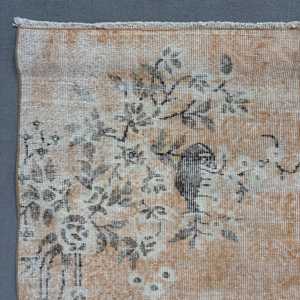 5.6x10.4 ft Rug, Vintage Rug, Turkish <b>Brown</b> <b>Wool</b> Ikat Rug - Product Image 4