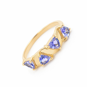 Anillo de Plata de Ley 925 con Tanzanita Azul en Forma de Trillón Cuádruple, Joyería de Diseño Geométrico Abstracto de Ishime Jewels - Product Image 3