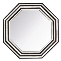 Vente directe usine – Miroir mural décoratif de luxe Art Déco avec cadre en bois et éclairage LED, écologique, pour salon, modèle Horn