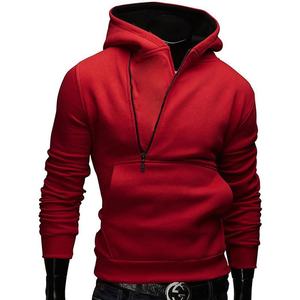 Logo personnalisé fermeture éclair couleur unie à capuche plusieurs poches pull hommes sweats à capuche quart fermeture éclair multi capuche veste vêtements d'extérieur décontractés - Product Image 1