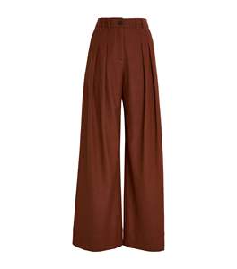 100% Material de algodón de moda ropa casual de gran tamaño de cintura alta pantalones de pierna ancha pantalones para mujer - Product Image 1