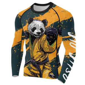 Jiu Jitsu Fitness Swim Shirts MMA for Men Bjj Rashguard Rash Guard Custom Logo High Quality Wholesale Plain <b>Printed</b> Long Sleeves - Product Image 2