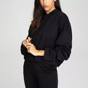 Femmes automne décontracté pull à capuche à manches longues XS sweat veste recadrée hiver couleur unie respirant Streetwear avant - Product Image 1