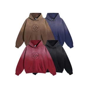 Sudadera con Capucha Extra Grande de Felpa Francesa Gris Negro Vintage, Lavada al Ácido, Desgastada, Unisex, Personalizada, Estampada para Invierno - Product Image 1