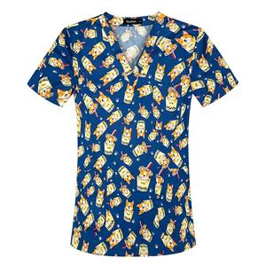 Acheter en gros col en V design jogger style imprimé gommages gommages médicaux infirmière à manches courtes ensemble de gommage tissu polyester - Product Image 5