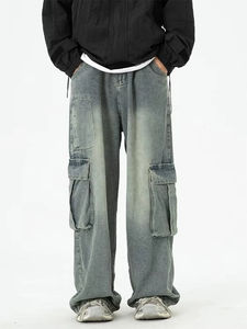 Jean Cargo Décontracté Homme en Denim Lourd Coupe Droite Qualité Supérieure Style Rétro Américain Nouveau Modèle Droit et Plat - Product Image 6