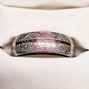 Anillo de acero de Damasco inoxidable Anillos de acero de Damasco forjados a mano - Product Image 5