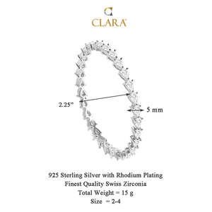 CLARA 925 กำไลข้อมือเงินแท้ทรงลูกแพร์สำหรับผู้หญิงและเด็กผู้หญิงสำหรับของขวัญสร้อยข้อมือคริสตัลชุบโรเดียมสวิสเซอร์แลนด์เซอร์โคเนีย - Product Image 6